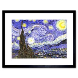 Artery8 Old Master Painting Van Gogh Starry Night Star Sky Swirl Brushstrokes Post Impressionism Print Framed Wall Art Print Picture 12X16 inch - thumbnail 1