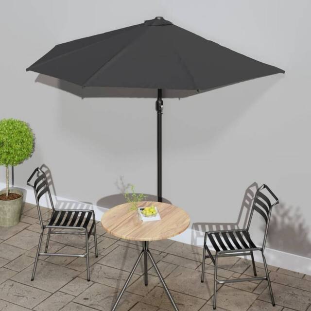 Berkfield Home Balcony Parasol with Aluminium Pole Anthracite 270x144 cm Half in Black - image 1