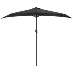 Berkfield Home Balcony Parasol with Aluminium Pole Anthracite 270x144 cm Half in Black - thumbnail 3