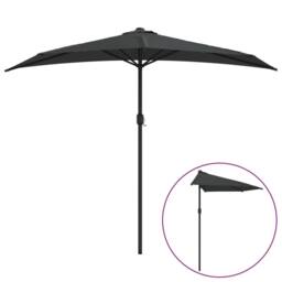 Berkfield Home Balcony Parasol with Aluminium Pole Anthracite 270x144 cm Half in Black - thumbnail 2