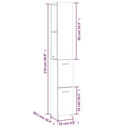 Berkfield Home Premium Bathroom Cabinet Smoked Oak 25x26.5x170 cm Engineered Wood in Brown - thumbnail 8