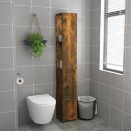Berkfield Home Premium Bathroom Cabinet Smoked Oak 25x26.5x170 cm Engineered Wood in Brown