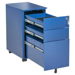 Wyld and Coco Blue Steel Mobile Lockable Locker 3 Adjustable Shelves Castors - thumbnail 5