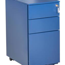 Wyld and Coco Blue Steel Mobile Lockable Locker 3 Adjustable Shelves Castors - thumbnail 2