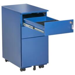 Wyld and Coco Blue Steel Mobile Lockable Locker 3 Adjustable Shelves Castors - thumbnail 4
