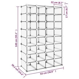 Berkfield Home Shoe Rack Transparent 93x36.5x140 cm PP in Clear - thumbnail 7
