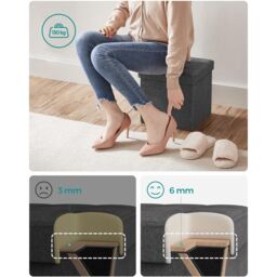 SONGMICS Small Foldable Storage Ottoman Foot Rest Compact Living Room Dorm in Dark Grey - thumbnail 3