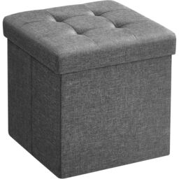 SONGMICS Small Foldable Storage Ottoman Foot Rest Compact Living Room Dorm in Dark Grey - thumbnail 6