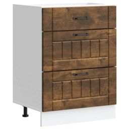 Berkfield Home Kitchen Base Cabinet Lucca Smoked Oak Engineered Wood in Brown - thumbnail 2