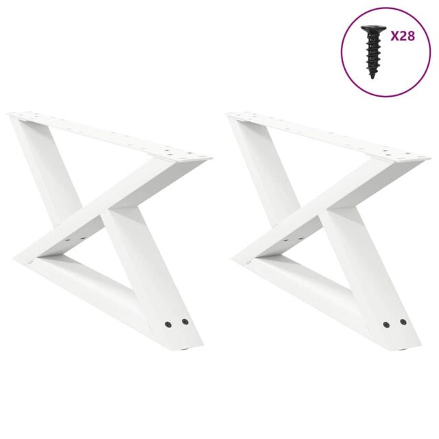 Berkfield Home Coffee Table Legs 2 pcs White 70x(30-31.3) cm Steel - image 1