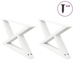 Berkfield Home Coffee Table Legs 2 pcs White 70x(30-31.3) cm Steel - thumbnail 1