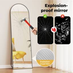 Levede 165X60CM Full Length Mirror Floor Standing Wall Mounted Mirror in Black - Size: 165X60 cm - thumbnail 6