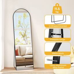 Levede 165X60CM Full Length Mirror Floor Standing Wall Mounted Mirror in Black - Size: 165X60 cm - thumbnail 8