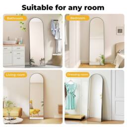 Levede 165X60CM Full Length Mirror Floor Standing Wall Mounted Mirror in Black - Size: 165X60 cm - thumbnail 9