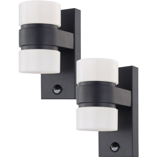 Loops 2 PACK IP44 Outdoor Wall Light & PIR Sensor Anthracite Aluminium 6W LED - image 1