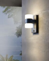 Loops 2 PACK IP44 Outdoor Wall Light & PIR Sensor Anthracite Aluminium 6W LED - thumbnail 4