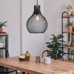 Living and Home Modern Black Iron Pendant Light Industrial Geometric Design - thumbnail 2