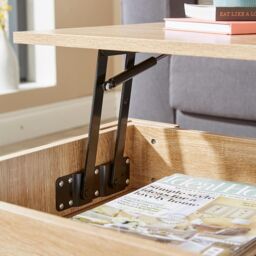 Home Source Lift Up Coffee Table With Storage Shelf Living Room Home Orlando in Natural - thumbnail 3