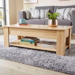 Home Source Lift Up Coffee Table With Storage Shelf Living Room Home Orlando in Natural - thumbnail 6