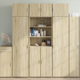 Berkfield Home Highboard Sonoma Oak 70x42.5x185 cm Engineered Wood in Brown - thumbnail 1