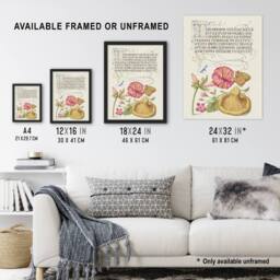 "Artery8 Flowers Mushroom & Butterfly Calligraphy Framed Wall Art Print in White - Size: W12"" x H16""" - thumbnail 3