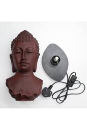 KDMD Buddha Bust Molten Lava Lamp with Oval Stand & Red Glow in Brown - thumbnail 7