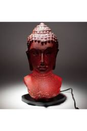 KDMD Buddha Bust Molten Lava Lamp with Oval Stand & Red Glow in Brown - thumbnail 4