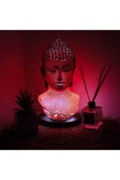KDMD Buddha Bust Molten Lava Lamp with Oval Stand & Red Glow in Brown - thumbnail 3