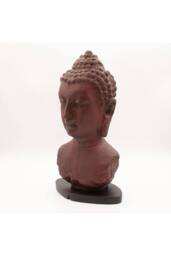KDMD Buddha Bust Molten Lava Lamp with Oval Stand & Red Glow in Brown
