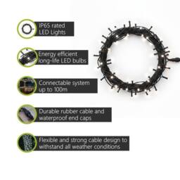 Pegdev LED String Lights Cool White Black Rubber IP65 Outdoor Indoor 5m - thumbnail 2