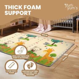 Yum Yums 200x150cm Soft Waterproof Baby Play Mat - My Animal Friends Design - Size: 200x150 cm - thumbnail 3