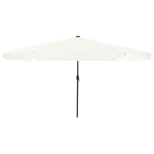 Berkfield Home Garden Parasol with LED Lights 395x245 cm Sand White - image 1