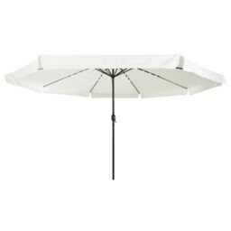 Berkfield Home Garden Parasol with LED Lights 395x245 cm Sand White - thumbnail 3