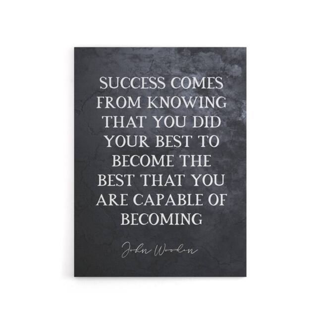 "Artery8 Basketball Quote John Wooden Success Canvas Wall Art Print in Grey - Size: W18"" x H24""" - image 1