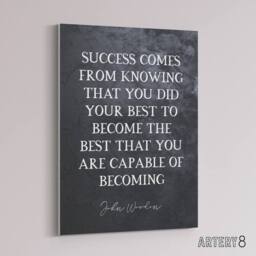 "Artery8 Basketball Quote John Wooden Success Canvas Wall Art Print in Grey - Size: W18"" x H24""" - thumbnail 2
