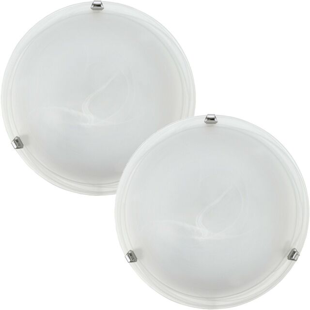 Loops 2 PACK Wall Flush Ceiling Light Colour Chrome Shade Glass Alabaster E27 2x60W in Clear - image 1