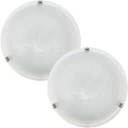 Loops 2 PACK Wall Flush Ceiling Light Colour Chrome Shade Glass Alabaster E27 2x60W in Clear - thumbnail 1