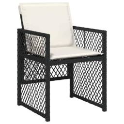 Berkfield Home 5 Piece Garden Dining Set with Cushions Black Poly Rattan - thumbnail 6