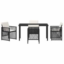 Berkfield Home 5 Piece Garden Dining Set with Cushions Black Poly Rattan - thumbnail 7
