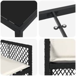 Berkfield Home 5 Piece Garden Dining Set with Cushions Black Poly Rattan - thumbnail 9
