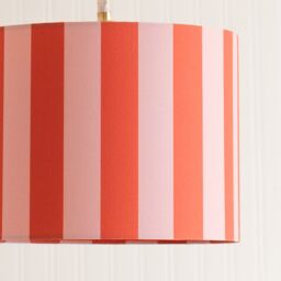 ValueLights Callie Colour Clash Orange & Pink Stripe Fabric Drum Lamp Shade - Size: Large - thumbnail 4
