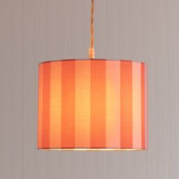 ValueLights Callie Colour Clash Orange & Pink Stripe Fabric Drum Lamp Shade - Size: Large - thumbnail 3