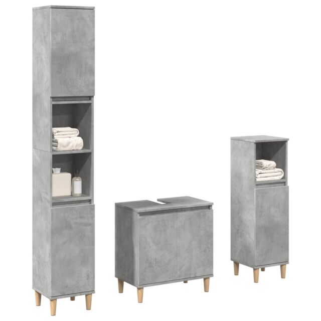 Berkfield Home 3 Piece Bathroom Furniture Set Concrete Grey Engineered Wood - image 1