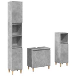Berkfield Home 3 Piece Bathroom Furniture Set Concrete Grey Engineered Wood - thumbnail 2