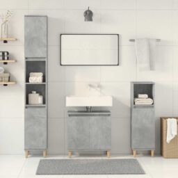 Berkfield Home 3 Piece Bathroom Furniture Set Concrete Grey Engineered Wood - thumbnail 3