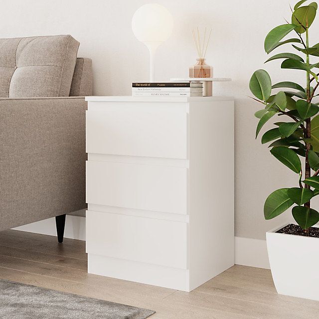 SquareBoxx Fairfield Matt Minimalist Chest of Draws 3 Draw in White - image 1