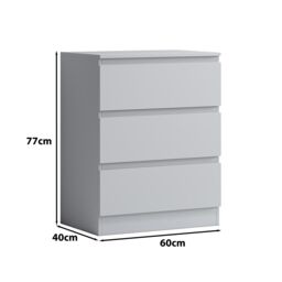 SquareBoxx Fairfield Matt Minimalist Chest of Draws 3 Draw in White - thumbnail 3