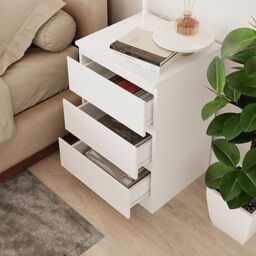 SquareBoxx Fairfield Matt Minimalist Chest of Draws 3 Draw in White - thumbnail 5