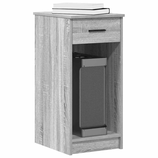 Berkfield Home Computer Tower Stand with Drawer Grey Sonoma 35x45x77 cm - Size: 35 x 45 x 77 cm - image 1