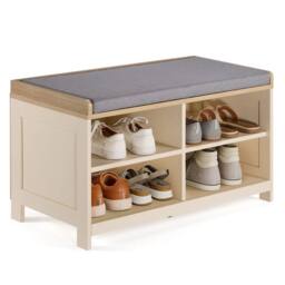 Havendro Cream Shoe Storage Bench with Seat 4 Shelves Hallway